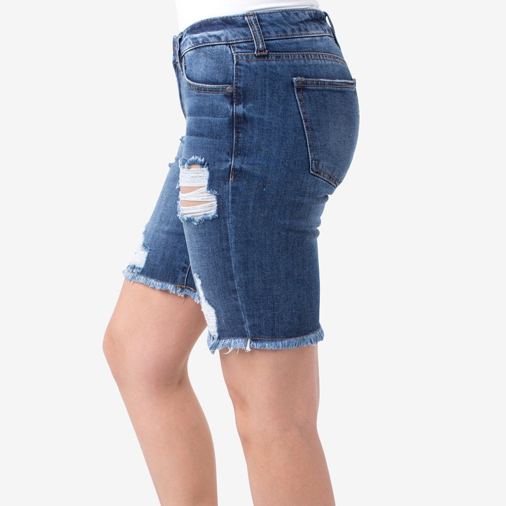Bermuda Ripped Denim Shorts - Picture 3 of 6